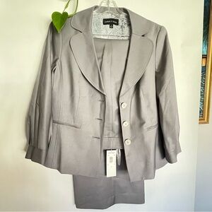 NWT ISABEL & NINA Grey Business Suit Pant Suit Work Suit 3/4 Sleeves Size 14